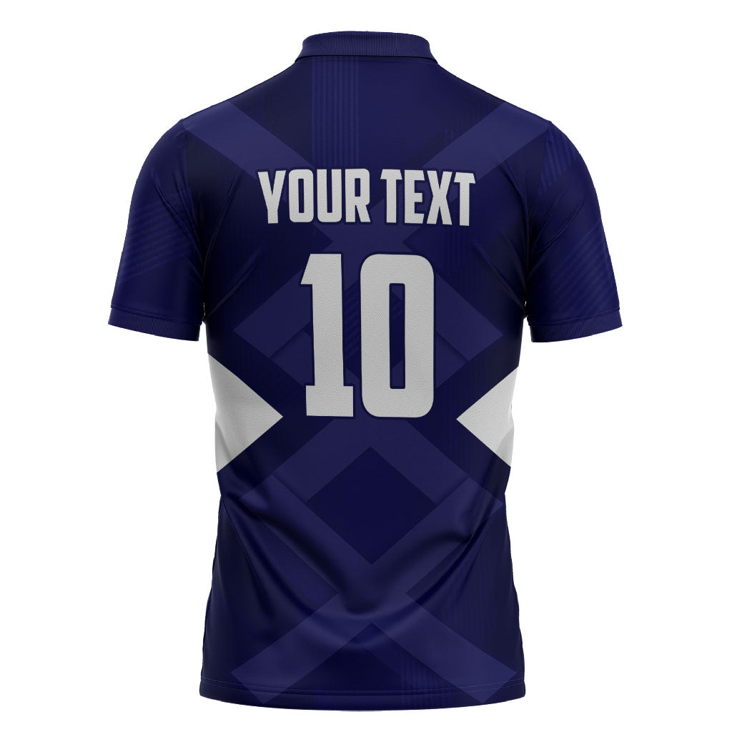 Personalized Scotland Unicorn Football Zipper Polo Shirt Scottish National Soccer Team - St Andrew's Cross - Vibrant Fantasy Mascot