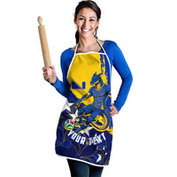Personalized Bosnia And Herzegovina Football Dragon Mascot Apron Balkan Soccer Design With Floral Line Art