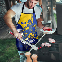 Personalized Bosnia And Herzegovina Football Dragon Mascot Apron Balkan Soccer Design With Floral Line Art