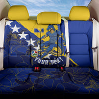 Personalized Bosnia And Herzegovina Football Dragon Mascot Back Car Seat Cover Balkan Soccer Design With Floral Line Art