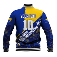 Personalized Bosnia And Herzegovina Football Dragon Mascot Baseball Jacket Balkan Soccer Design With Floral Line Art