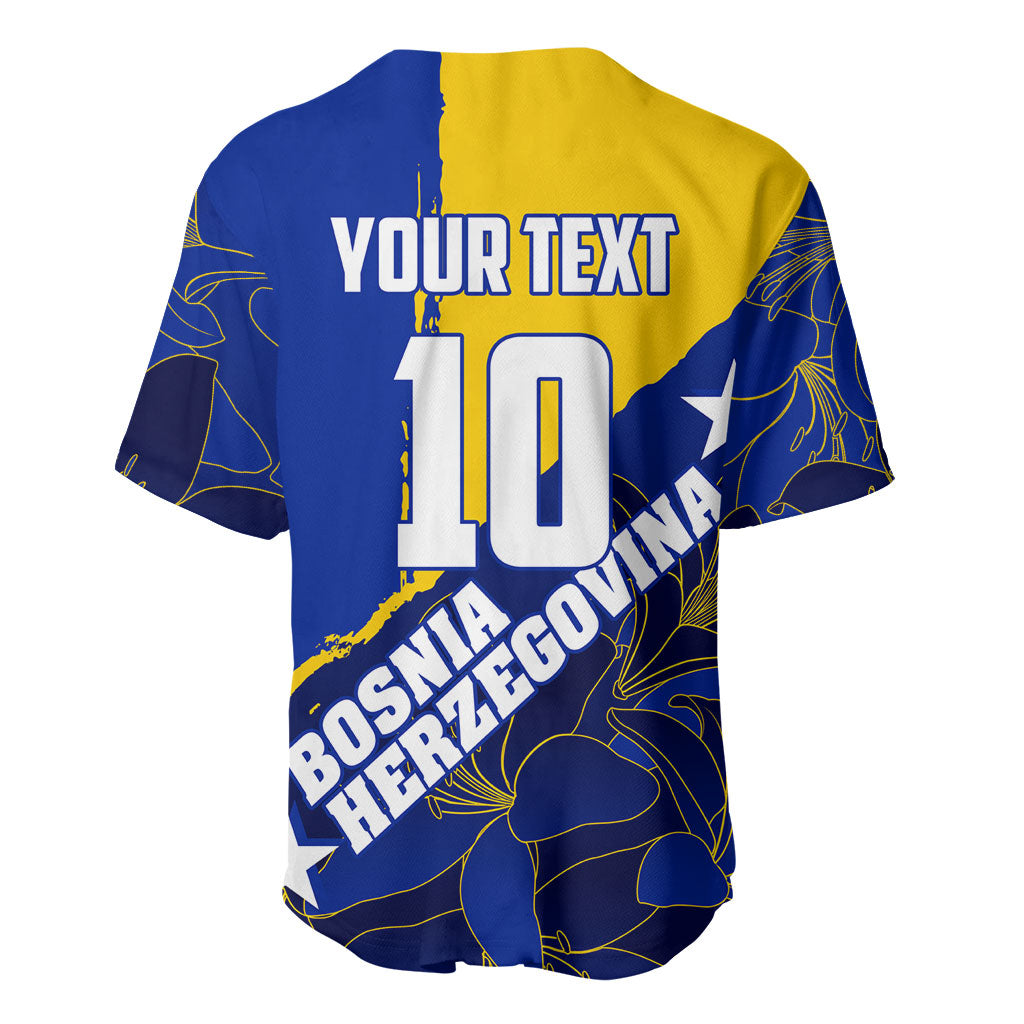 Personalized Bosnia And Herzegovina Football Dragon Mascot Baseball Jersey Balkan Soccer Design With Floral Line Art