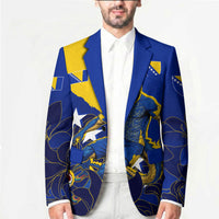Personalized Bosnia And Herzegovina Football Dragon Mascot Blazer Balkan Soccer Design With Floral Line Art