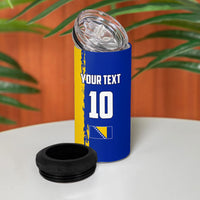 Personalized Bosnia And Herzegovina Football Dragon Mascot 4 in 1 Can Cooler Tumbler Balkan Soccer Design With Floral Line Art
