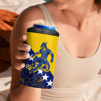 Personalized Bosnia And Herzegovina Football Dragon Mascot 4 in 1 Can Cooler Tumbler Balkan Soccer Design With Floral Line Art