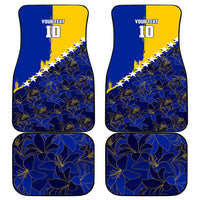 Personalized Bosnia And Herzegovina Football Dragon Mascot Car Mats Balkan Soccer Design With Floral Line Art
