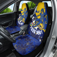 Personalized Bosnia And Herzegovina Football Dragon Mascot Car Seat Cover Balkan Soccer Design With Floral Line Art