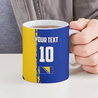 Personalized Bosnia And Herzegovina Football Dragon Mascot Ceramic Mug Balkan Soccer Design With Floral Line Art