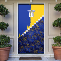 Personalized Bosnia And Herzegovina Football Dragon Mascot Door Cover Balkan Soccer Design With Floral Line Art