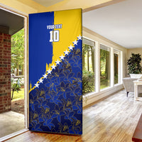 Personalized Bosnia And Herzegovina Football Dragon Mascot Door Cover Balkan Soccer Design With Floral Line Art