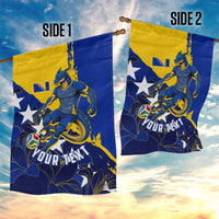 Personalized Bosnia And Herzegovina Football Dragon Mascot Garden Flag Balkan Soccer Design With Floral Line Art