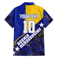 Personalized Bosnia And Herzegovina Football Dragon Mascot Hawaiian Shirt Balkan Soccer Design With Floral Line Art