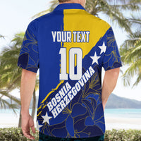 Personalized Bosnia And Herzegovina Football Dragon Mascot Hawaiian Shirt Balkan Soccer Design With Floral Line Art