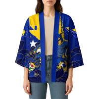 Personalized Bosnia And Herzegovina Football Dragon Mascot Kimono Balkan Soccer Design With Floral Line Art