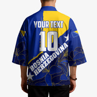 Personalized Bosnia And Herzegovina Football Dragon Mascot Kimono Balkan Soccer Design With Floral Line Art