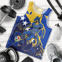 Personalized Bosnia And Herzegovina Football Dragon Mascot Men Tank Top Balkan Soccer Design With Floral Line Art