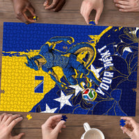 Personalized Bosnia And Herzegovina Football Dragon Mascot Puzzle Balkan Soccer Design With Floral Line Art