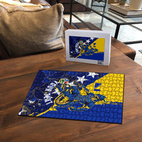 Personalized Bosnia And Herzegovina Football Dragon Mascot Puzzle Balkan Soccer Design With Floral Line Art