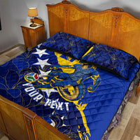 Personalized Bosnia And Herzegovina Football Dragon Mascot Quilt Bed Set Balkan Soccer Design With Floral Line Art
