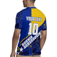 Personalized Bosnia And Herzegovina Football Dragon Mascot Rugby Jersey Balkan Soccer Design With Floral Line Art
