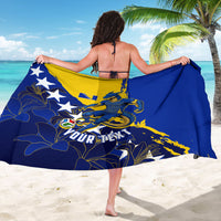 Personalized Bosnia And Herzegovina Football Dragon Mascot Sarong Balkan Soccer Design With Floral Line Art