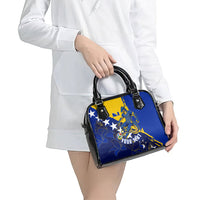 Personalized Bosnia And Herzegovina Football Dragon Mascot Shoulder Handbag Balkan Soccer Design With Floral Line Art