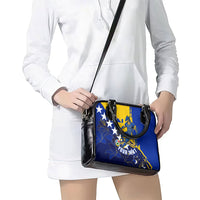 Personalized Bosnia And Herzegovina Football Dragon Mascot Shoulder Handbag Balkan Soccer Design With Floral Line Art