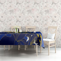 Personalized Bosnia And Herzegovina Football Dragon Mascot Tablecloth Balkan Soccer Design With Floral Line Art