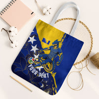 Personalized Bosnia And Herzegovina Football Dragon Mascot Tote Bag Balkan Soccer Design With Floral Line Art