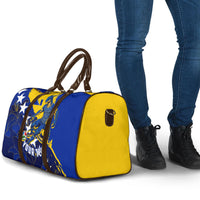 Personalized Bosnia And Herzegovina Football Dragon Mascot Travel Bag Balkan Soccer Design With Floral Line Art