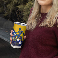 Personalized Bosnia And Herzegovina Football Dragon Mascot Tumbler Cup Balkan Soccer Design With Floral Line Art