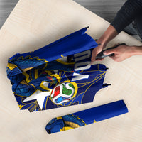 Personalized Bosnia And Herzegovina Football Dragon Mascot Umbrella Balkan Soccer Design With Floral Line Art