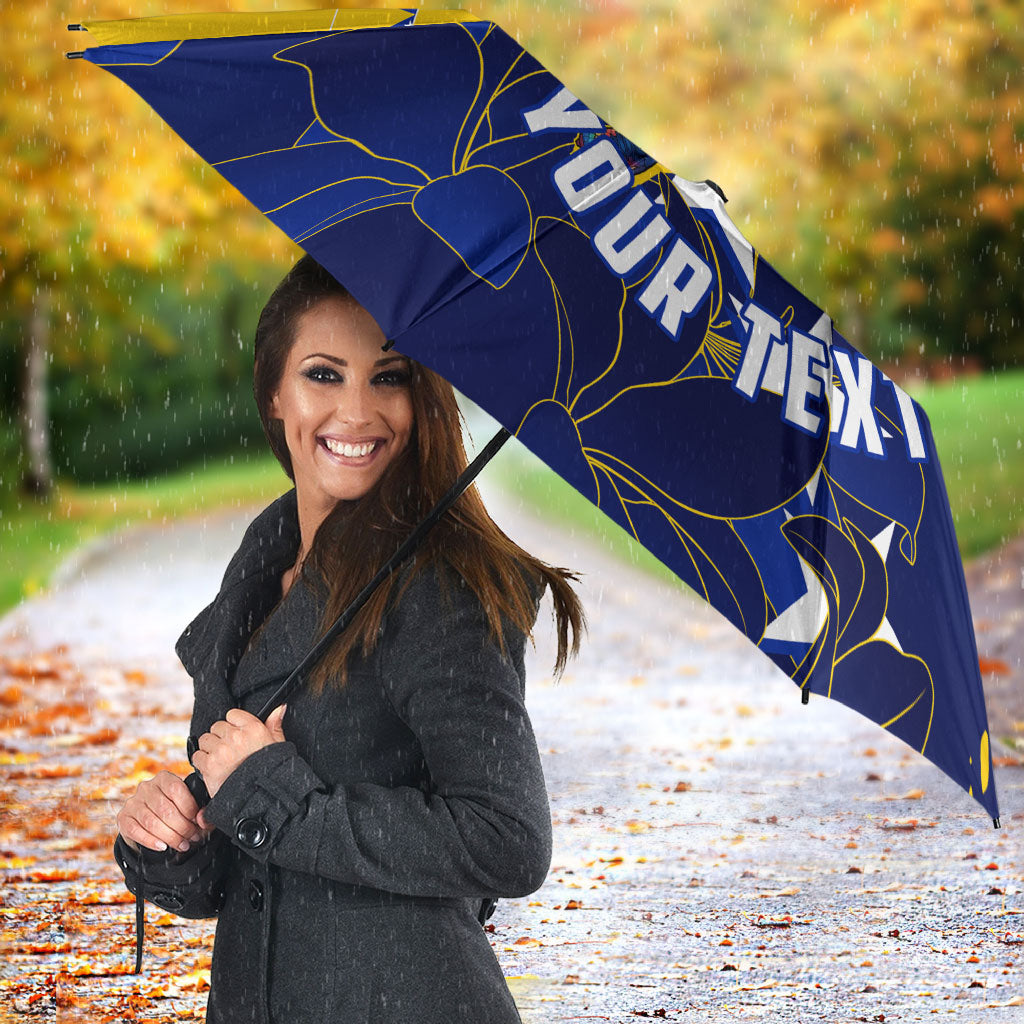 Personalized Bosnia And Herzegovina Football Dragon Mascot Umbrella Balkan Soccer Design With Floral Line Art
