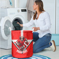 Personalized Switzerland Football Bull Mascot Laundry Basket Swiss Flag And Alps Mountain Background With Muscular Bull Art