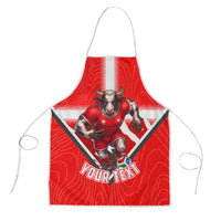 Personalized Switzerland Football Bull Mascot Apron Swiss Flag And Alps Mountain Background With Muscular Bull Art