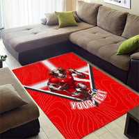 Personalized Switzerland Football Bull Mascot Area Rug Swiss Flag And Alps Mountain Background With Muscular Bull Art