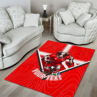 Personalized Switzerland Football Bull Mascot Area Rug Swiss Flag And Alps Mountain Background With Muscular Bull Art