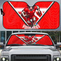 Personalized Switzerland Football Bull Mascot Auto Sun Shade Swiss Flag And Alps Mountain Background With Muscular Bull Art