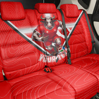 Personalized Switzerland Football Bull Mascot Back Car Seat Cover Swiss Flag And Alps Mountain Background With Muscular Bull Art