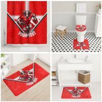Personalized Switzerland Football Bull Mascot Bathroom Set Swiss Flag And Alps Mountain Background With Muscular Bull Art