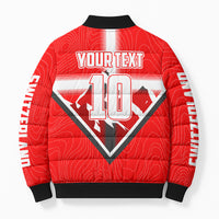 Personalized Switzerland Football Bull Mascot Bomber Puffer Jacket Swiss Flag And Alps Mountain Background With Muscular Bull Art