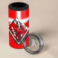 Personalized Switzerland Football Bull Mascot 4 in 1 Can Cooler Tumbler Swiss Flag And Alps Mountain Background With Muscular Bull Art