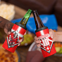 Personalized Switzerland Football Bull Mascot 4 in 1 Can Cooler Tumbler Swiss Flag And Alps Mountain Background With Muscular Bull Art
