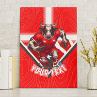 Personalized Switzerland Football Bull Mascot Canvas Wall Art Swiss Flag And Alps Mountain Background With Muscular Bull Art