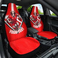 Personalized Switzerland Football Bull Mascot Car Seat Cover Swiss Flag And Alps Mountain Background With Muscular Bull Art