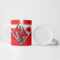 Personalized Switzerland Football Bull Mascot Ceramic Mug Swiss Flag And Alps Mountain Background With Muscular Bull Art