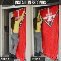 Personalized Switzerland Football Bull Mascot Door Cover Swiss Flag And Alps Mountain Background With Muscular Bull Art