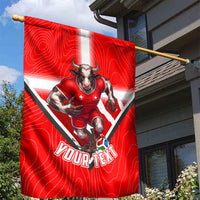 Personalized Switzerland Football Bull Mascot Garden Flag Swiss Flag And Alps Mountain Background With Muscular Bull Art