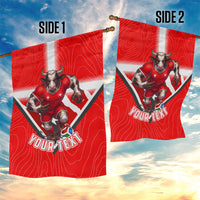 Personalized Switzerland Football Bull Mascot Garden Flag Swiss Flag And Alps Mountain Background With Muscular Bull Art
