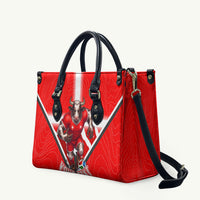 Personalized Switzerland Football Bull Mascot Leather Bag Swiss Flag And Alps Mountain Background With Muscular Bull Art